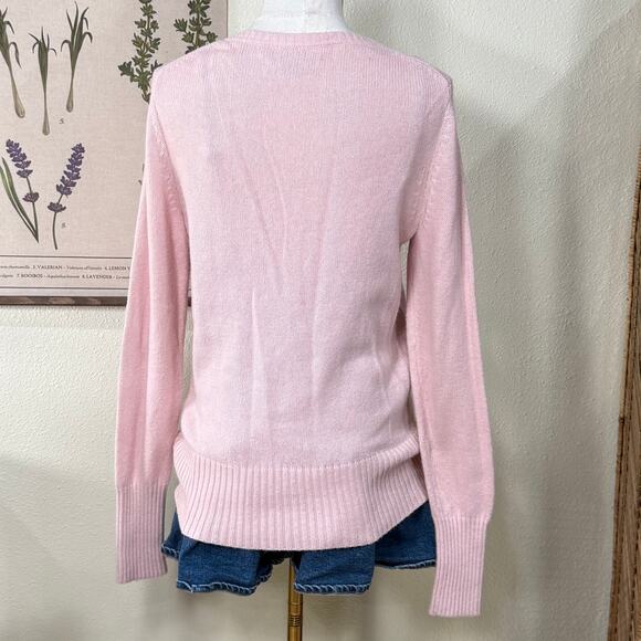 Y2k Pink Argyle Cardigan Sweater Coquette Dolly Dollette Light Academia Preppy M - Picture 3 of 7